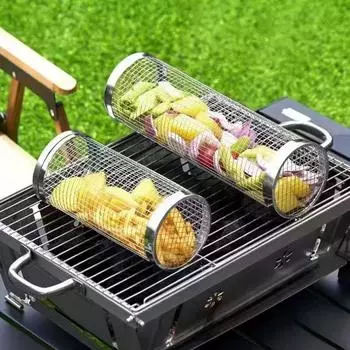 30*9,5*9,5 см нержавеющая сталь корзина для барбекю на открытом воздухе вращающаяся проволочная сетка гриль кемпинг барбекю посуда для мяса рыбы овощей