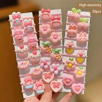 30 cartoon cute children s rubber bands, little girl hair rings suitable for daily use hair accessories