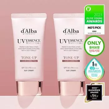[30-часовое розовое сияние/MDs Pick] Dalba Waterful Pink Tone-Up Sun Cream Duo Special (50 мл + 50 мл), корейский солнцезащитный крем Tone-up duo