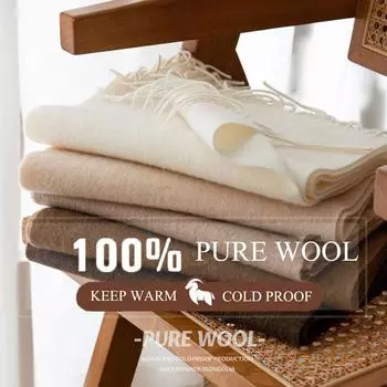 30-цветный шарф из 100% шерсти на осень и зиму 2024 года, новый женский однотонный шарф, универсальный шарф с толстым и теплым шарфом и простой кисточкой 30*180cm