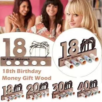 30 декора для вечеринок 40 уникальных денежных подарков 3D деревянный держатель денег друзья памятный подарок на день рождения 18 подарков на день рождения для 16 1 шт 60Y