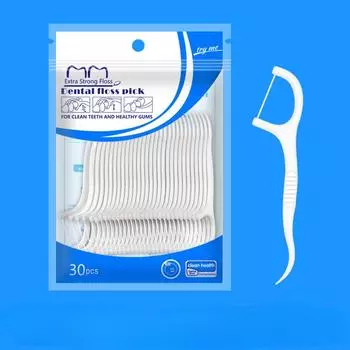 30 dental Ultra-fine High-tensile Round Wire Disposable Dental Floss Sticks Bag of 30 sticks