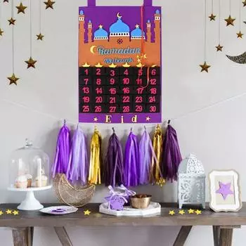 30-дневный календарь из фетра Ид Мубарак Украшение для Рамадана Календарь обратного отсчета до Рамадана Исламский Мусульманский Style 7