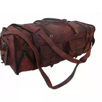 30-дюймовая мужская большая винтажная сумка для багажа из натуральной кожи для спортзала и ночного отдыха на выходные 30 x 11 x 10 in коричневый