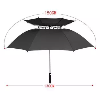 30-дюймовый настоящий двухслойный зонт для гольфа с принтом, большой зонт из цельного волокна 30 inches чёрный