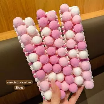 30 furry balls, rubber bands, sweet and cute hair accessories suitable for daily use