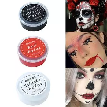30 г краска для лица и тела с высоким содержанием пигмента, красная, черная, кремовая краска для детей, взрослых, для Хэллоуина, рождественской вечеринки, косплея, клоуна, SFX, краска для макияжа чёрный