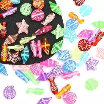 30 г/пакет акриловые тисненые бусины серии Ocean для DIY ожерелье, браслет, серьги, изготовление ювелирных изделий, аксессуары для рукоделия разноцветный