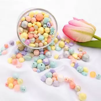 30 г/пакет, бусины цвета мороженого, акриловые бусины, шариковые бусины-разделители для браслета «сделай сам», модные ювелирные изделия 13.5x12mm 43pcs