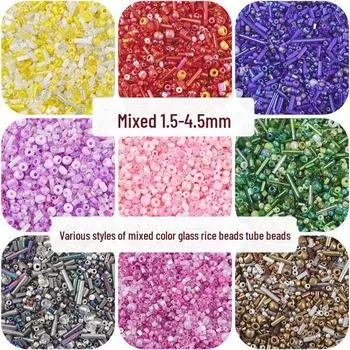 30 г стеклянных трубчатых бусин ручной работы смешанного стиля для браслетов, колец и вышивки. 1.5-4.5mm, 30g/pack, ~1000 pieces