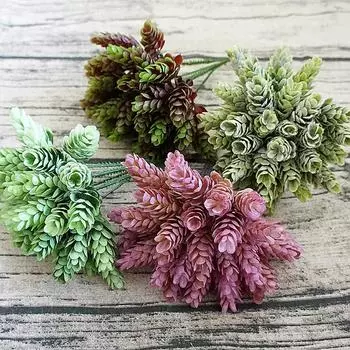 30 головок/пакет сосновой шишки, имитация ананасовой травы, искусственные растения A