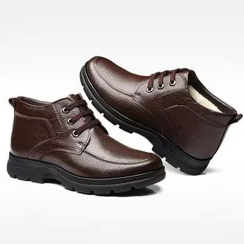 -30 градусов теплая хлопковая обувь мужские ботильоны из натуральной кожи нескользящая повседневная мужская зимняя обувь брендовая обувь черный D196 39