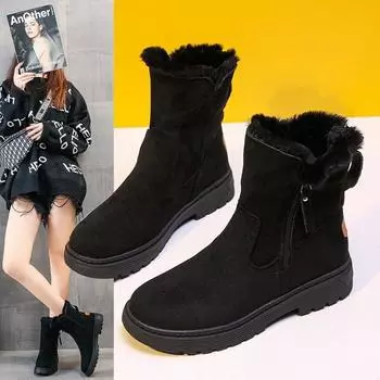 -30 градусов зимние сапоги женские зимние ботинки холодная зимняя теплая обувь модные женские ботильоны женские зимние ботинки меховые ботинки A4117 4.5 чёрный
