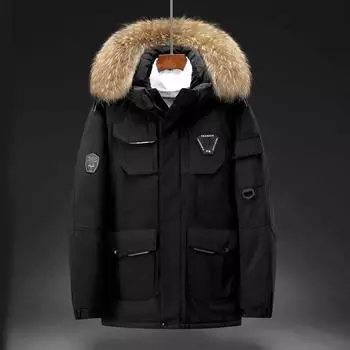 -30 градусов зимняя мужская пуховая парка с большим воротником из искусственного меха, утолщенная теплая пуховая куртка, повседневная ветрозащитная водонепроницаемая пуховая куртка, которую можно носить на севере XL вино красного