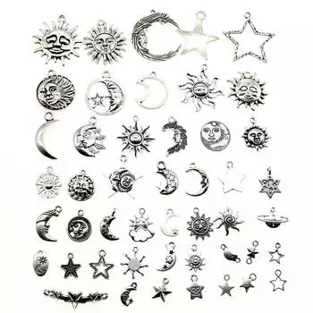 30 грамм металлический кулон подвески Солнце Луна Звезда случайные поставки для компонентов ювелирных изделий K1296 античный бронзовый