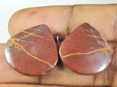 30 карат. Натуральная красная яшма, пара драгоценных камней в форме груши, кабошон 20X20X04 мм SK-235