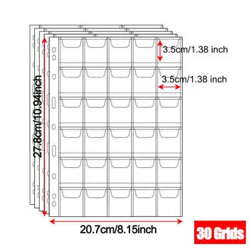 30 карманов Сменная страница для хранения монет 10 шт. Пластиковые конверты с принадлежностями для коллекционеров марок для коллекции марок Страница для хранения монет 30 compartments