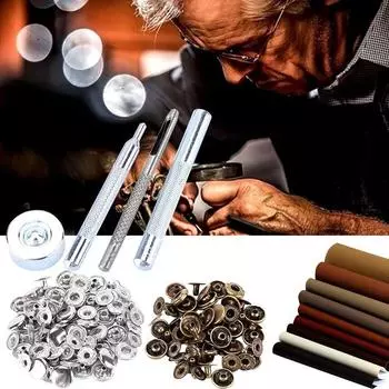 30 комплектов 15-миллиметровых кнопок + инструменты для ручной установки. Защелки в упаковке, заклепки, металлические кнопки.