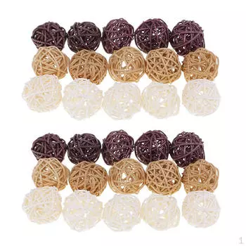 30 комплектов 3 см, окрашенный круглый шар из ротанга с виноградной лозой для детских поделок