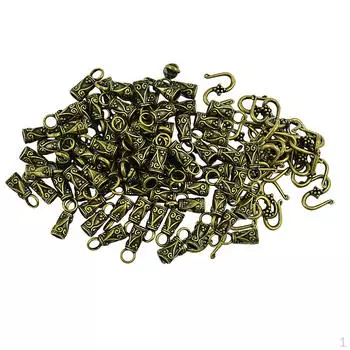 30 комплектов античных бронзовых винтажных S-образных застежек-крючков, заглушки, кожаный шнур, фурнитура для изготовления ювелирных изделий