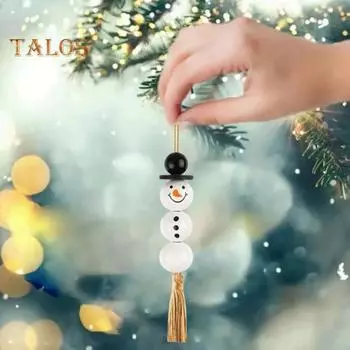 30 комплектов деревянных бусин, набор для снеговика, сделай сам, рождественский снеговик, украшение из бусин, праздничный снеговик, набор для нанизывания бусин для детей и взрослых, рождественский декор 30PCS