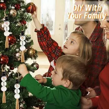 30 комплектов деревянных бусин, набор для снеговика, сделай сам, рождественский снеговик, украшение из бусин, праздничный снеговик, набор для нанизывания бусин для детей и взрослых, рождественский декор 30PCS