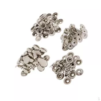 30 комплектов кнопок с металлической застежкой для шитья одежды - серебристый, 12,5 мм