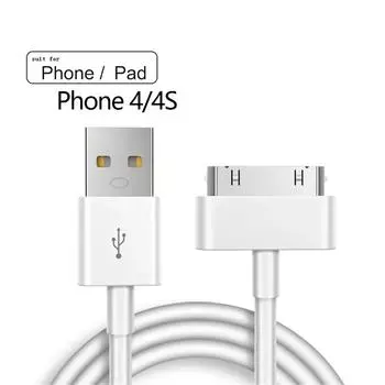 30-контактный USB-кабель для зарядки iPhone 4 4s 3G 3GS iPad 1 2 3 iPod адаптер аксессуары Nano Touch зарядный кабель для передачи данных USB-зарядное устройство 1m белый