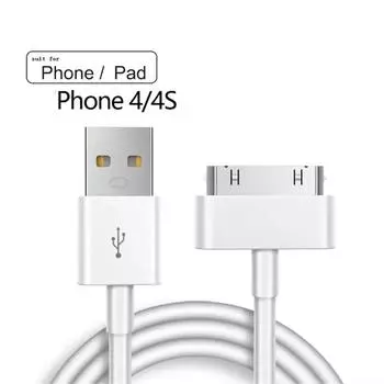 30-контактный USB-кабель для зарядки iPhone 4 4s 3G 3GS iPad 1 2 3 Адаптер для iPod Аксессуары Nano Touch Кабель для зарядки и передачи данных USB-зарядное устройство 1m белый