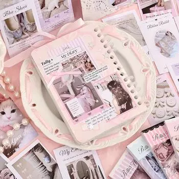 30 листов, милая модная наклейка для студентов, милый кружевной бант, балетная наклейка с изображением кота, канцелярские принадлежности, DIY Декор, наклейка для скрапбукинга и журнала синий