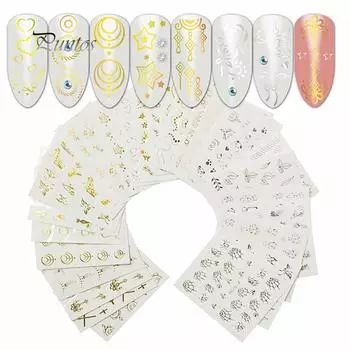 30 листов золотого и серебряного цвета, бабочка, кошка, паук, дизайн ногтей, сделай сам, декор, наклейка для женщин