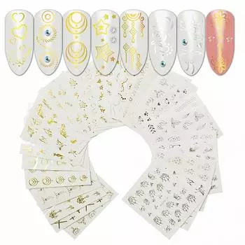 30 листов золотого и серебряного цвета, бабочка, кошка, паук, дизайн ногтей, сделай сам, декор, наклейка, наклейка