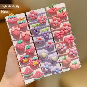 30 little girls cartoon cute rubber bands, children s hair rings, hair accessories suitable for daily use