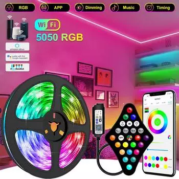 30 м светодиодная лента RGB 5050 водонепроницаемый APP пульт дистанционного управления атмосферное освещение спальни неоновые огни светодиодная гибкая лента для подсветки телевизора IR Non Waterproof&5M