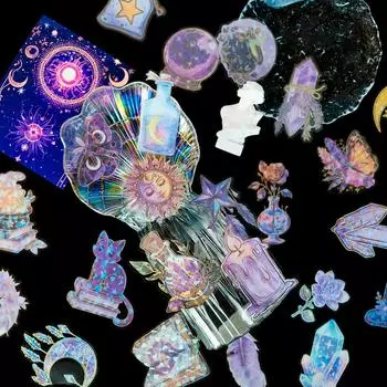 30 Magic Potion Moonlight Series Laser Pet Stickers Декоративные стеклянные чехлы для мобильных телефонов Бронзовые наклейки