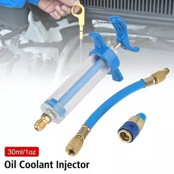 30 мл 1 унция автомобильный кондиционер хладагент инжектор быстроразъемное соединение шланг заправки комплект для заправки хладагента кондиционера 1/4 адаптер SAE 355-425Psi/24-29Bar синий
