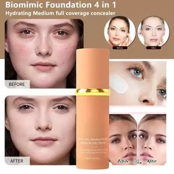 30 мл 4-в-1 жидкая основа с полным покрытием, водостойкая, легкая, стойкая, увлажняющая, натуральная, широкого спектра действия, SPF 50+, женская косметика для лица 30ML