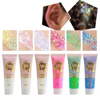 30 мл блестящий гель для макияжа жидкие тени для век для женщин и девочек стойкая мерцающая косметика для губ ногтей тела лица праздничный макияж для вечеринок One Size