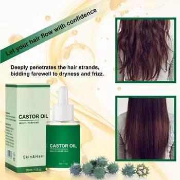 30 мл касторового масла, восстанавливает поврежденные волосы, разглаживает и осветляет волосы, можно использовать в качестве масла для ухода за спиной One Size зелёный