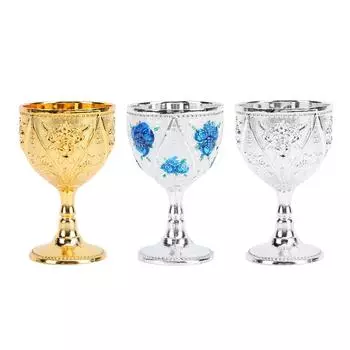 30 мл металлический бокал для вина с резной розой, тисненый кубок, украшение для домашнего бара, путешествия, свадьбы, вечеринки Gold Color
