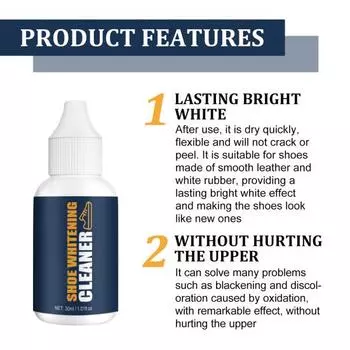30 мл очищающее средство для отбеливания обуви, эффективное удаление пятен, сильное обеззараживание, быстрое высыхание, портативное средство для глубокой очистки, универсальный отбеливатель спортивной обуви 30ML