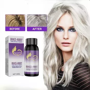 30 мл шампунь для закрепления цвета серых волос, обесцвечивающий шампунь после обесцвечивания, фиксация цвета седых волос, сохранение цвета надолго и отсутствие запаха 30ml