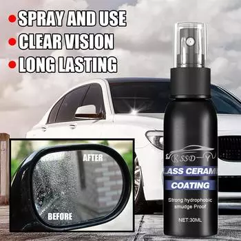 30 мл водоотталкивающее покрытие для лобового стекла автомобиля, водонепроницаемое, непромокаемое, наногидрофобное средство против запотевания, средство для ухода