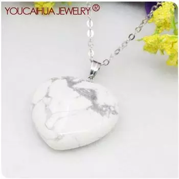 30 мм белое сердце Турция бирюза кулон ожерелье натуральный камень женские украшения сплав короткая цепочка для девочек дизайн изготовления ювелирных изделий