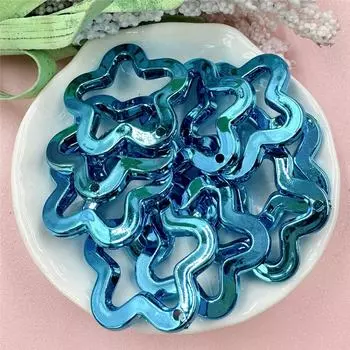 30 мм кулон со звездой, 10 шт. акрил для ожерелья, сережек, изготовления УФ-цветного покрытия, свободные бусины, модные ювелирные изделия «сделай сам», аксессуары золотистый