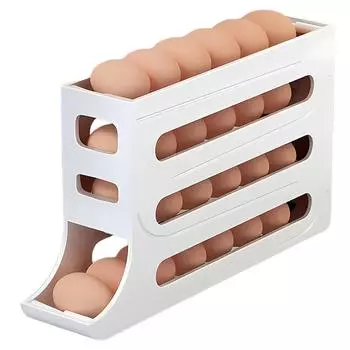 30 полок для хранения яиц в холодильнике, ящики для хранения яиц, автоматические дозаторы для яиц, компактные 4-слойные полки для яиц, вместительные полки для хранения яиц белый