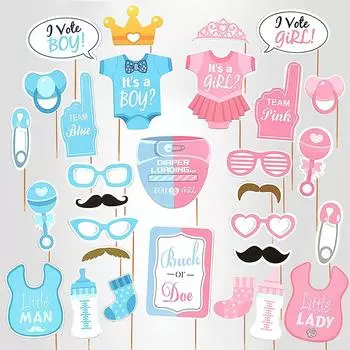 30 предметов реквизит для фотобудки для мальчика или девочки, товары для вечеринки по случаю дня рождения ребенка