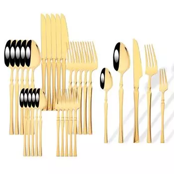 30 предметов золотой столовой посуды из нержавеющей стали столовые приборы ножи вилки для чая кофейные ложки столовые приборы можно мыть в посудомоечной машине серебряный