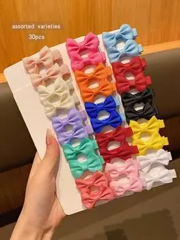30 разноцветных случайных заколок-бантиков для волос, милые и стильные аксессуары для волос, подходящие для повседневного использования