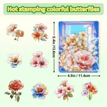 30 Ретро Наклейки с лазерным бронзированием в виде цветов для питомцев, Материалы для украшения блокнота, Объемные цветы, Цветные водонепроницаемые наклейки